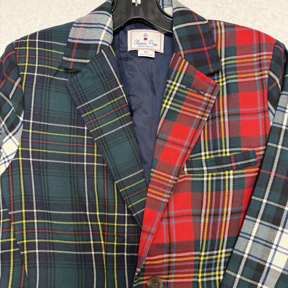 NWT Classic Prep Everett XL Kids 12 Blazer Bishop Party Tartan Holiday Plaid Red - Picture 4 of 16
